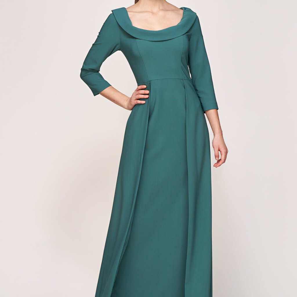 Brand New With Tags Kay Unger New York - Arwen Walk Thru Gown, Size 4, Dark Cyan